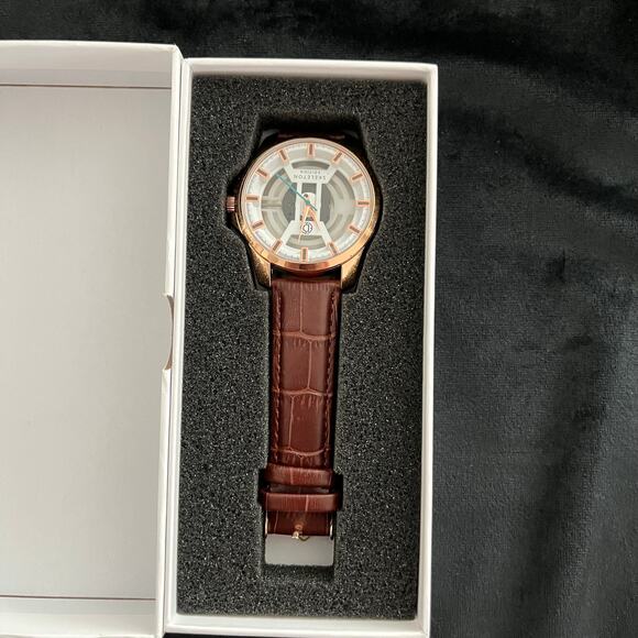 Deus Skeleton Edition Leather Band Watch in Brown - Picture 6 of 7